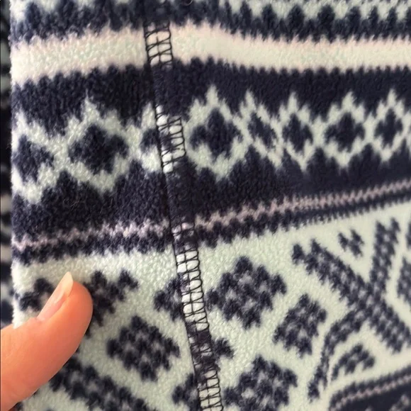 Lands' End Navy and Light Blue Geometric Quarter Zip Fleece - Picture 3 of 4